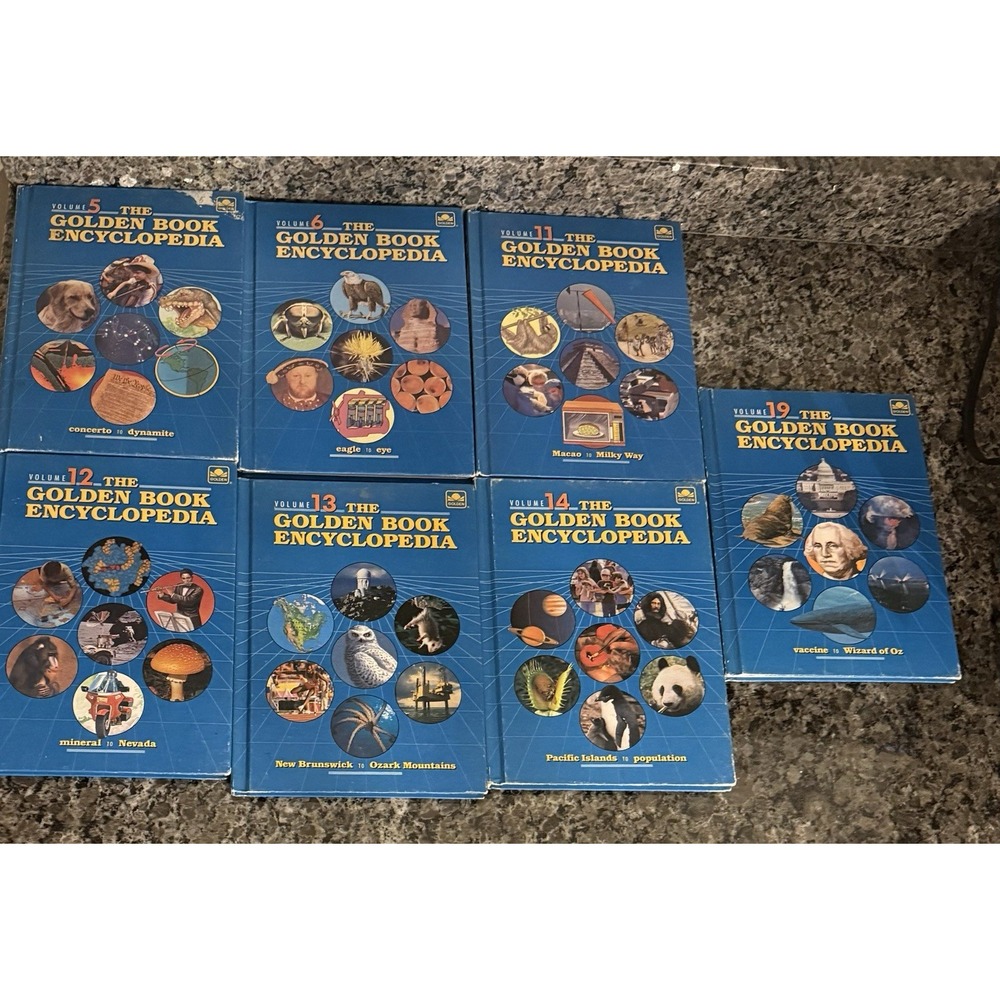 Vintage 1988 Set The Golden Book Encyclopedia 7 Books; 5, 6, 11 12, 13, 14